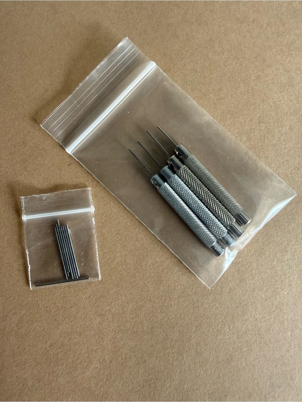 Set of 4 Watch Spring Bar Pin Punch Set - Silver Metal with 8 extra pins